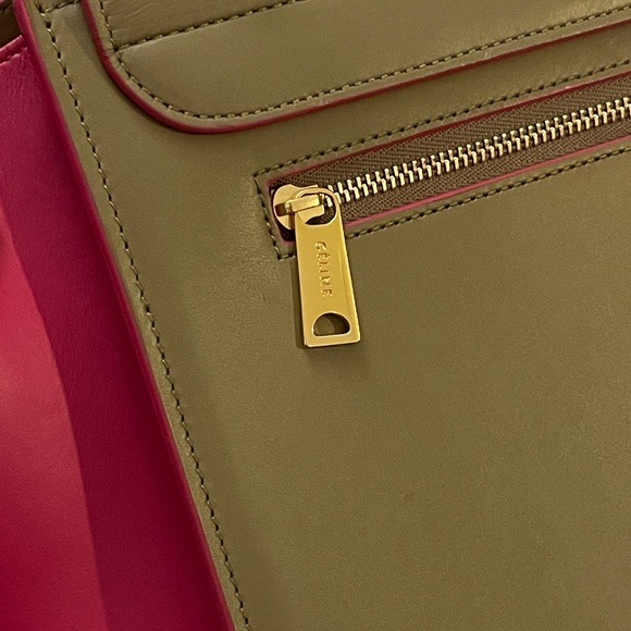 Authentic Celine Trapeze Calfskin Small Bicolor bag light brown and pink women - Picture 6 of 10